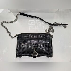 Rebecca Minkoff Mini M.A.C black leather perforated